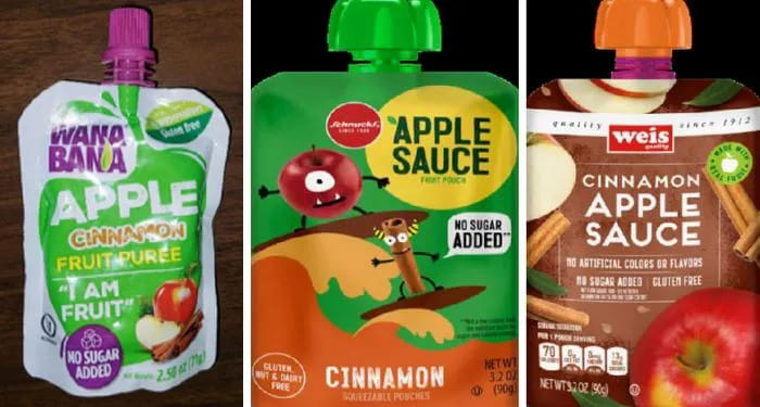 apple sauce and fruit puree from wanabana, schnucks, and weis