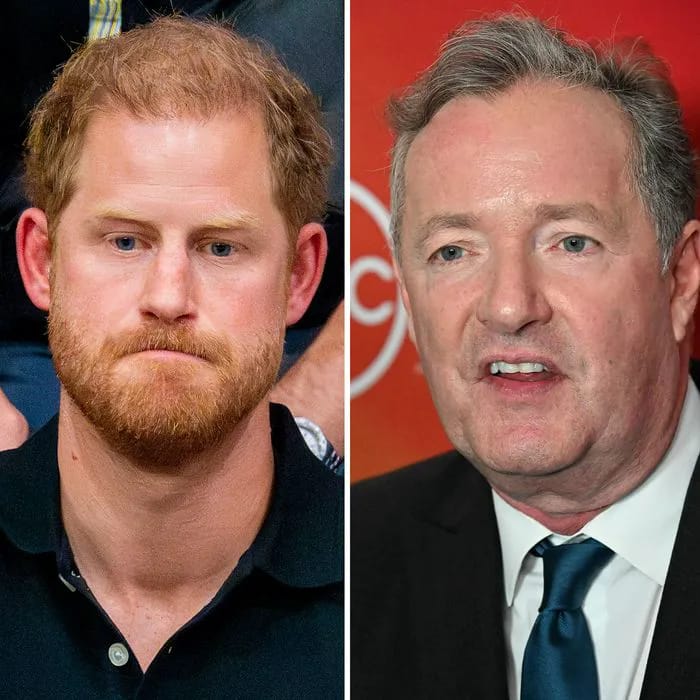 Prince Harry and Piers Morgan during a court case