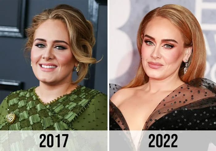Adele weight loss face 2017 to 2022