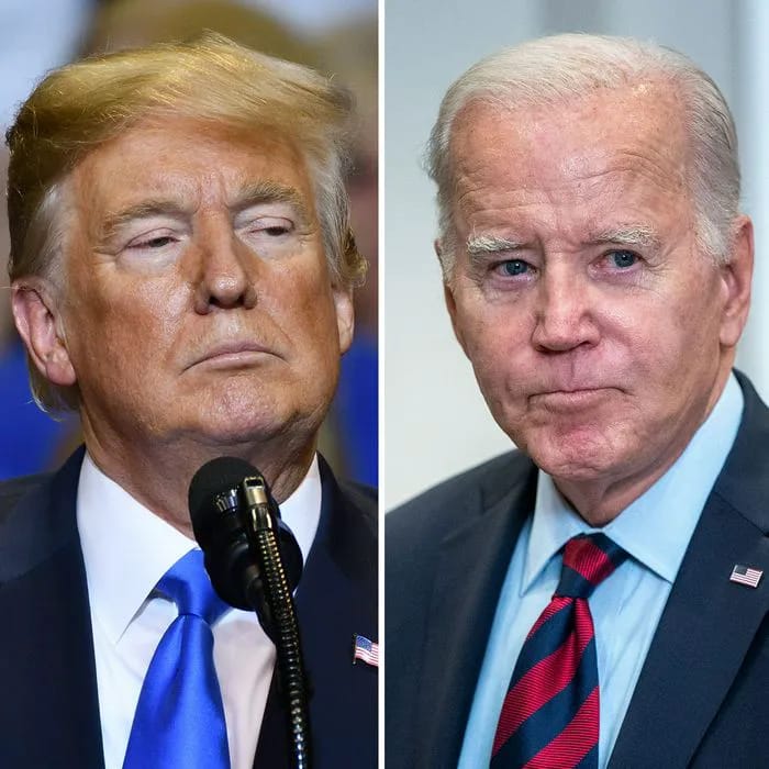 Donald Trump and Joe Biden together at an event.