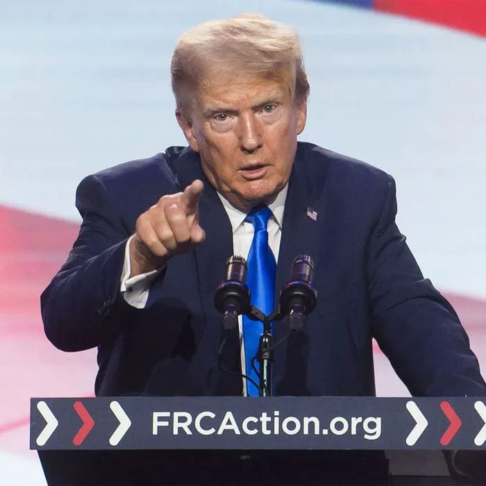 Donald Trump speaking at the Pray Vote Stand Summit event.