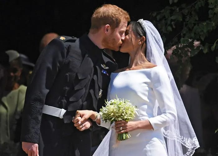Prince Harry and Meghan Markle royal wedding kiss as they exit St George's Chapel in Windsor Castle