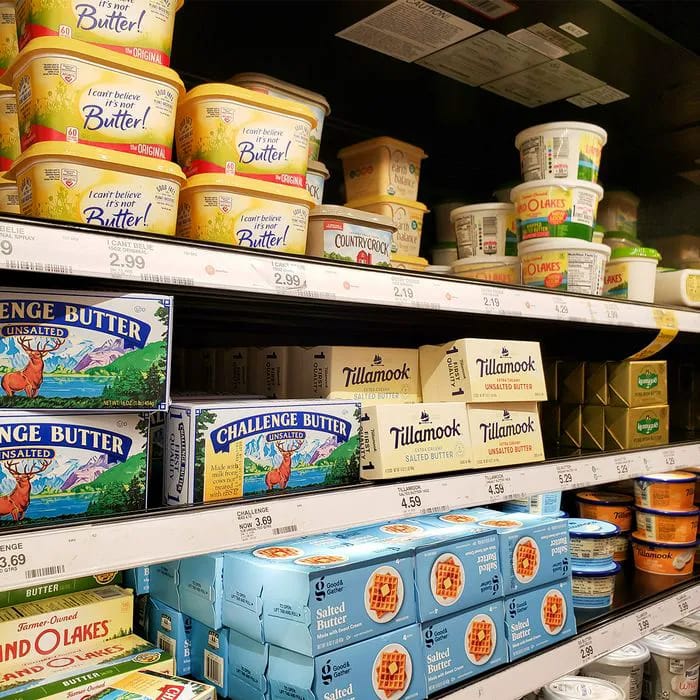 "Butter section at the grocery store"