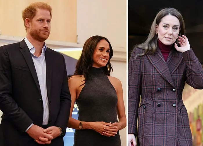 Meghan Markle and Prince Harry with Kate Middleton
