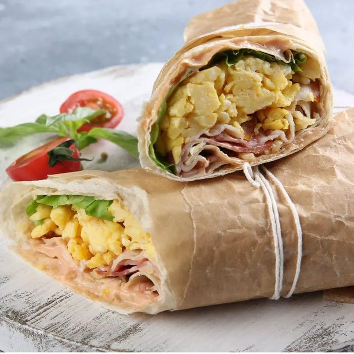 egg and turkey breakfast wrap