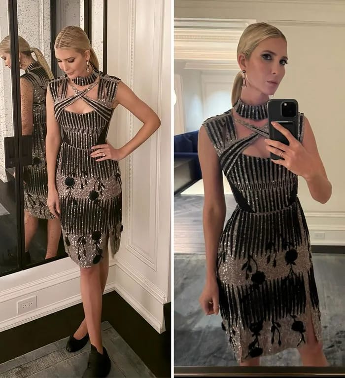 Ivanka Trump selfies beaded midi dress
