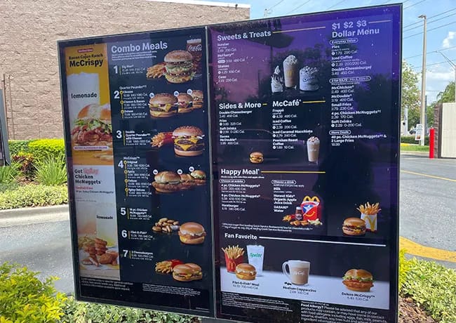 McDonald's menu