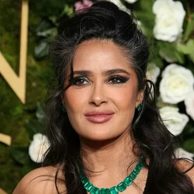 Salma Hayek glowing on the red carpet at the Golden Globes