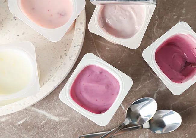 cups of flavored yogurt