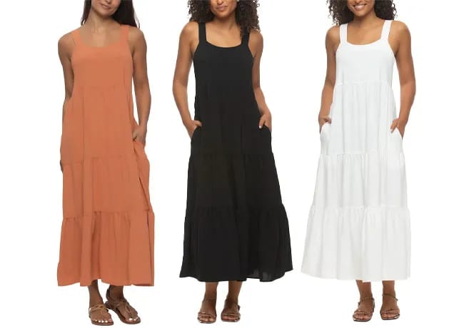 Flowy tiered maxi dress for women's casual fashion.