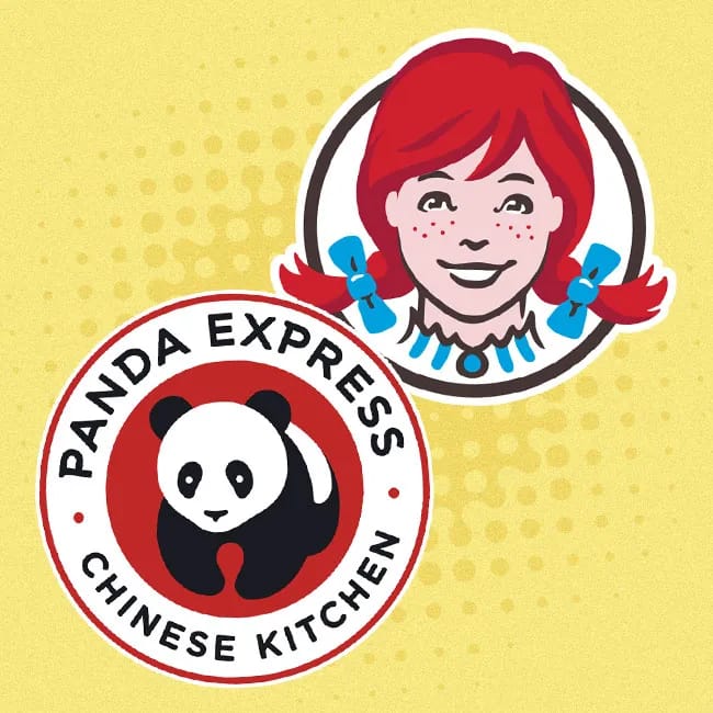 Panda Express and Wendy's logos on yellow background