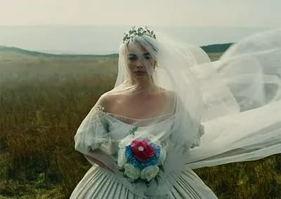 Margot Robbie Wuthering Heights wedding dress trailer
