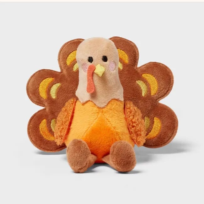 Plush turkey decoration for Thanksgiving festivities