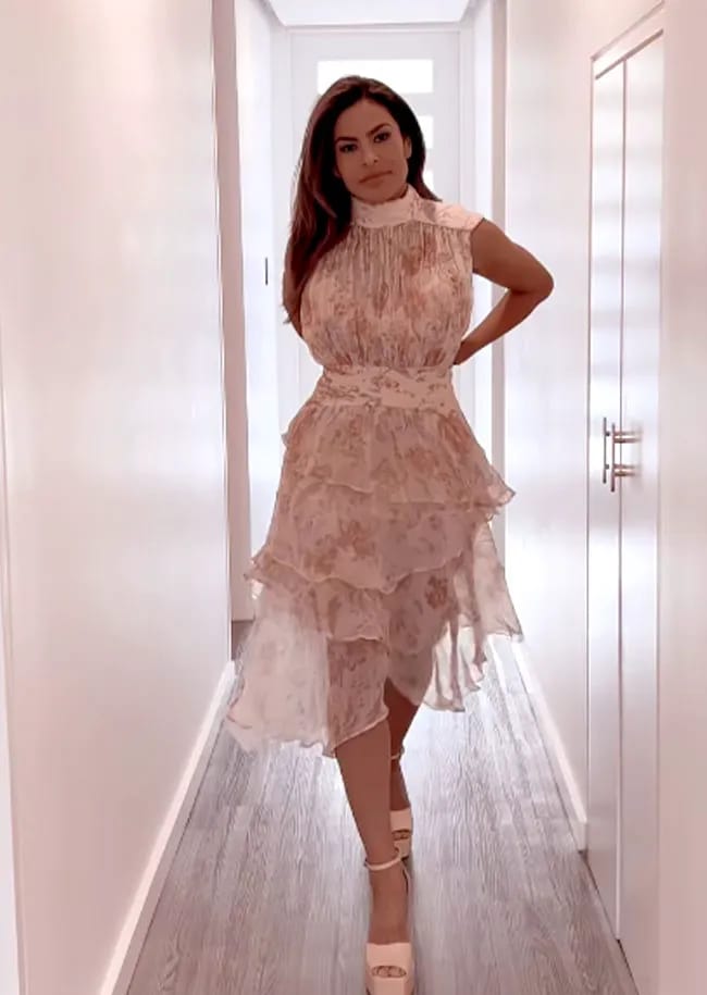 Eva Mendes floral dress Instagram post