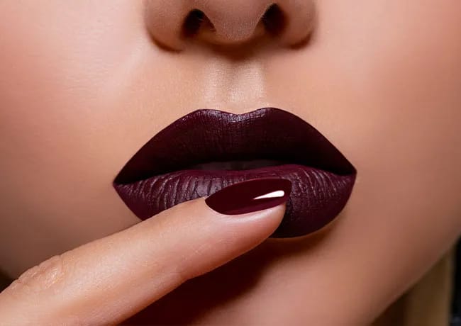 woman-wearing-burgundy-lipstick