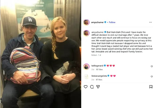 Amy Schumer Chris Fischer divorce Instagram