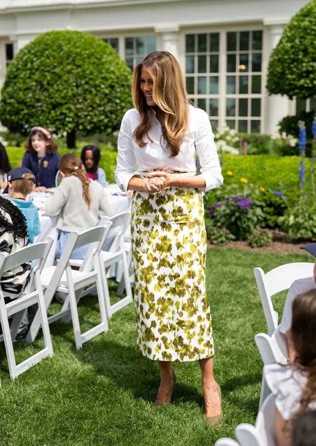 Melania Trump floral skirt Sons and Daughters to Work Day