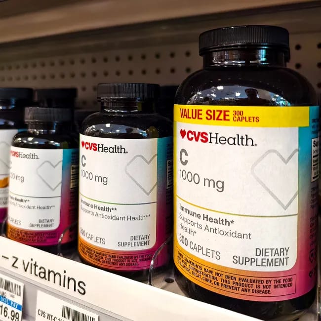 Vitamin C supplements available for purchase in-store.