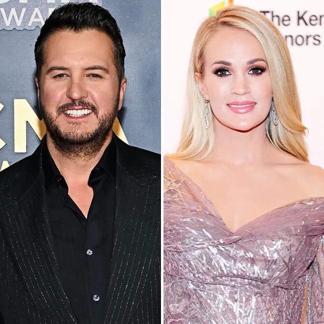 "Luke Bryan and Carrie Underwood together at an event"