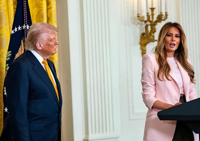 Donald Trump and Melania Trump speech military wives and spouses White House