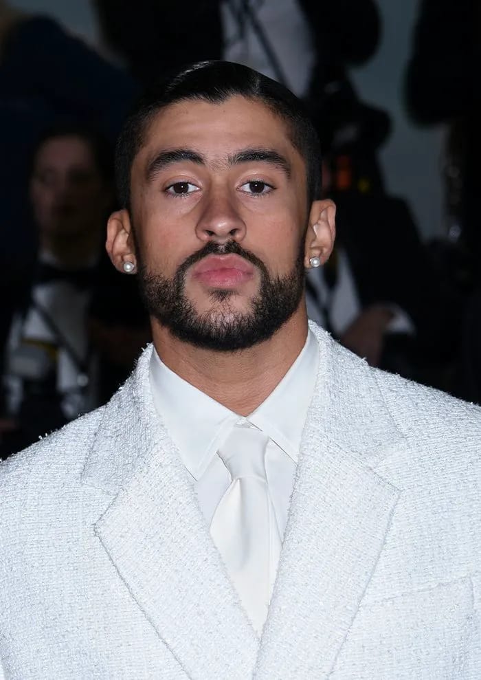 Bad Bunny at the Met Gala showcasing his unique style.