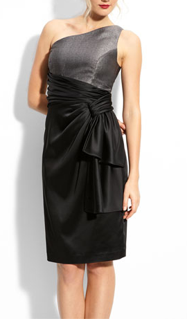 Maggy London One Shoulder Jacquard & Stretch Satin Dress