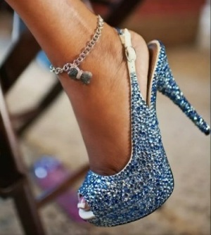 blue crystal wedding shoes