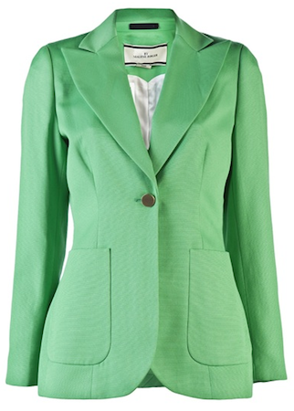 Jessica Alba Green Blazer | Lisa Ho Mafia Jacket | J Brand Kiki « SHEfinds