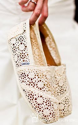 TOMS white crochet flats