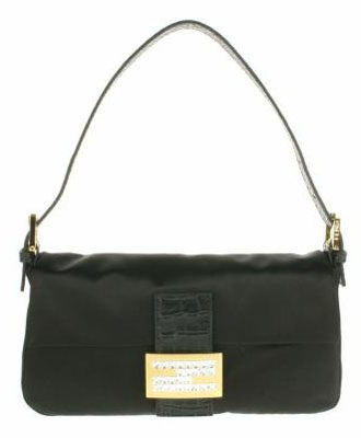Vintage Baguette bag in black duchess satin
