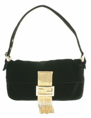 Vintage Baguette bag in black short-haired velvet
