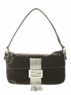 Vintage Baguette bag in brown short-haired velvet
