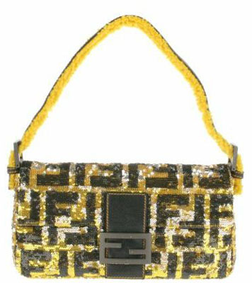 Vintage Baguette bag in canvas embroidered by Fendi glitters