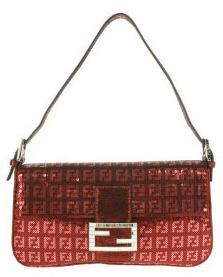 Vintage Baguette bag in canvas embroidered by glitters, front tab