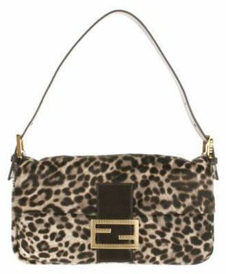 Stuart Weitzman Cheetah Print Pony Hair Baguette Shoulder Bag