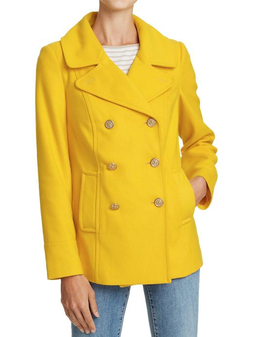 Zoe Saldana Yellow Coat | Old Navy Classic Coat « SHEfinds