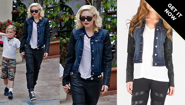 jean jacket with leather arms