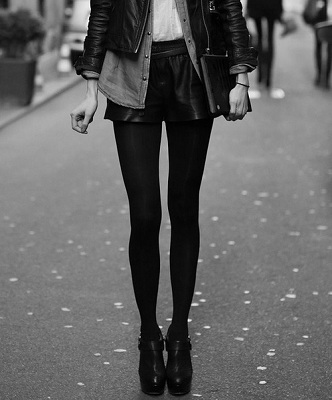 How to Wear Shorts with Tights « DO Try Leather Shorts - SHEfinds