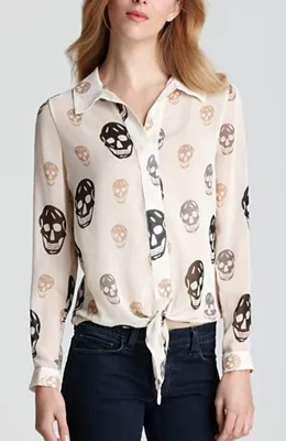 Vintage Havana Tie Front Skull Shirt 