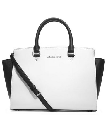 Selena Gomez Black White Bag | Michael Kors Colorblock Selma Satchel