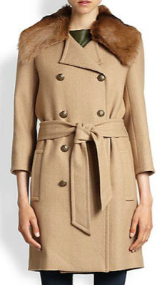 Rachel Zoe Florence Goat Fur Trim Coat