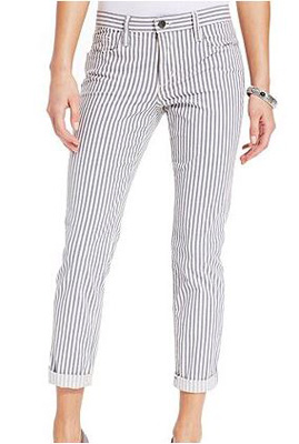 light blue and white striped pants
