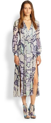 burberry floral print silk dress