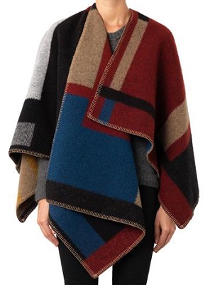 burberry color block poncho