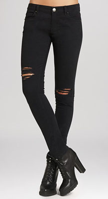 low rise black distressed jeans