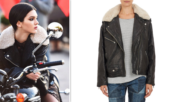 Kendall Jenner Leather Jacket | Isabel Marant Etoile Shearling Collar ...