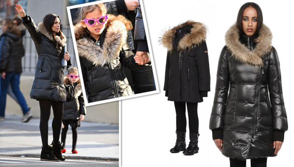Padma Lakshmi Black Coat | Mackage Liz Black Long Down Coat With Fur ...