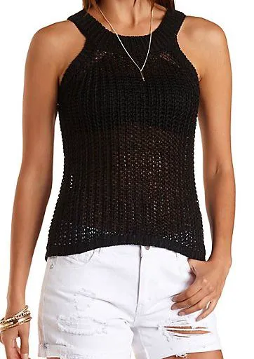 "Charlotte Russe Open Knit Sweater Tank Top"
