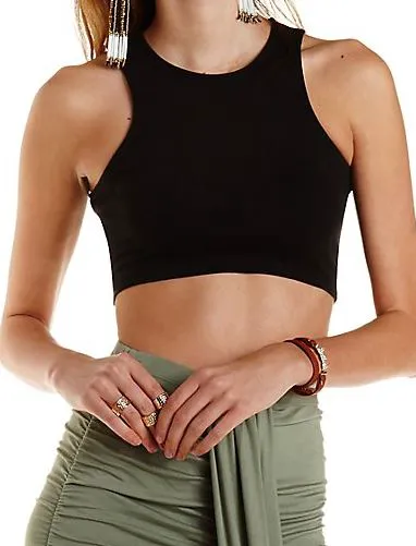 "Charlotte Russe Racer Front Crop Top"