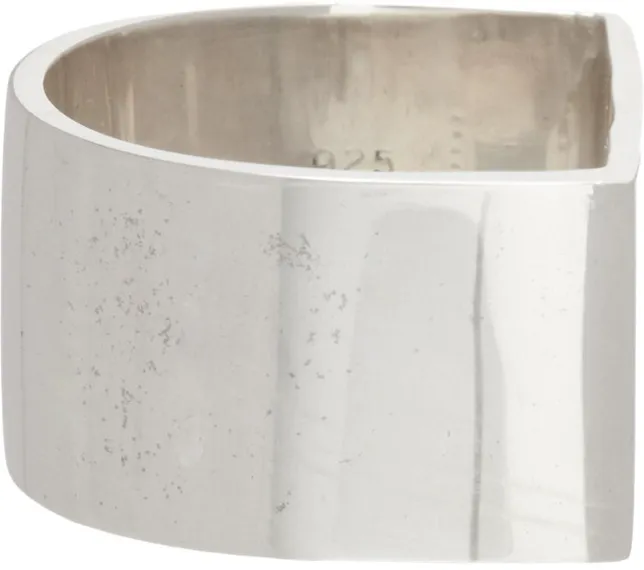Silver flat ID ring with sleek design by Loren Stewart.